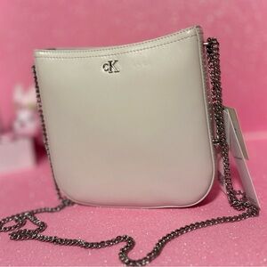 Calvin Klein Monogram Chain Saddle Bag - Lily White (NWT)